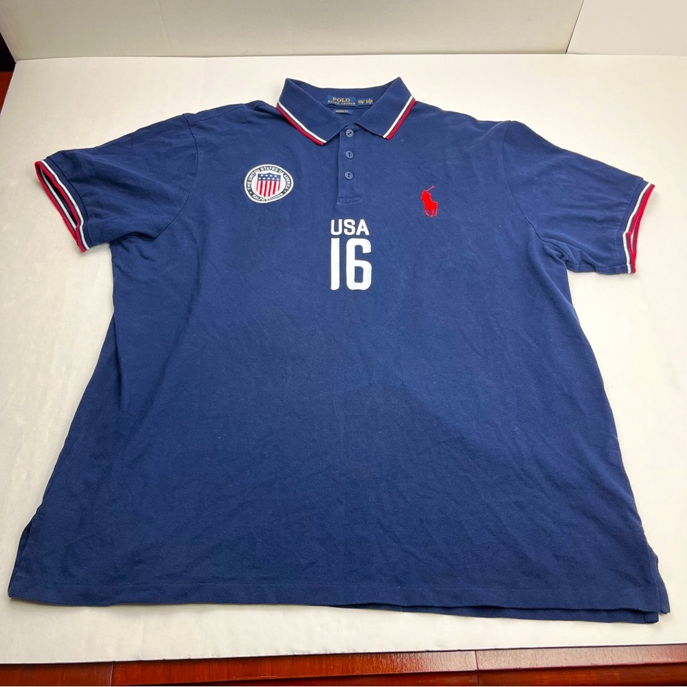 Polo Ralph Lauren Custom Fit Blue Polo Shirt Short Sleeve Mens Size XXL *FLAWED
